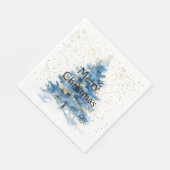 Blauw Gouden Confetti Kerstboom Servet (Hoek)