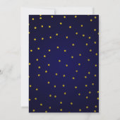 Blauw Gouden Confetti Monogram Kerstfeest Kaart (Achterkant)