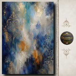 Blauw Gouden Damast Decoupage Abstracte Textuur Tissuepapier