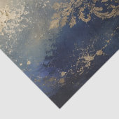Blauw Gouden Damast Decoupage Abstracte Textuur Tissuepapier (Detail)