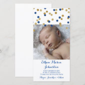 Blauw Gouden Dankjewel Baby Shower Fotokaarten Bedankkaart (Voorkant / Achterkant)