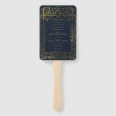 Blauw Gouden Deco Chic Glam Bruiloftsprogramma Han Handwaaier (Achterkant)