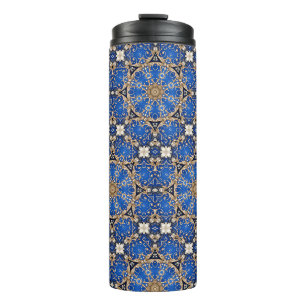 Blauw Gouden Decoratief Thermosbeker
