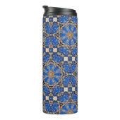 Blauw Gouden Decoratief Thermosbeker (Geroteerd rechts)