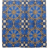 Blauw Gouden Decoratieve Douchegordijn (Voorkant)
