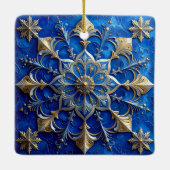 Blauw Gouden Decoratieve Kerst Ornament (Achterkant)