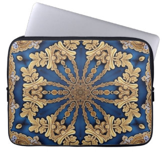 Blauw gouden decoratieve laptophoes laptop sleeve