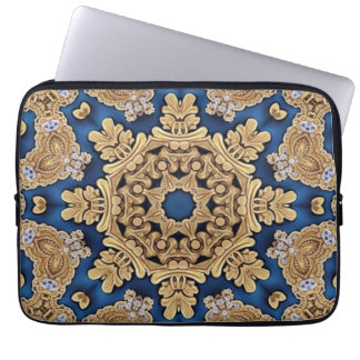 Blauw gouden decoratieve laptophoes laptop sleeve