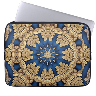 Blauw gouden decoratieve laptophoes laptop sleeve