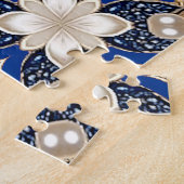 Blauw Gouden Decoratieve Legpuzzel (Zijkant)