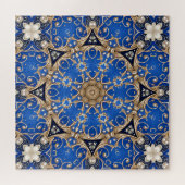 Blauw Gouden Decoratieve Legpuzzel (Horizontaal)