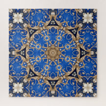 Blauw Gouden Decoratieve Legpuzzel