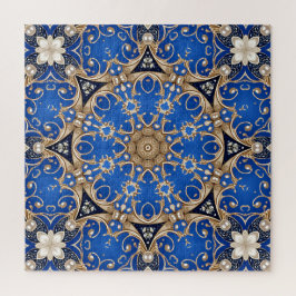 Blauw Gouden Decoratieve Legpuzzel