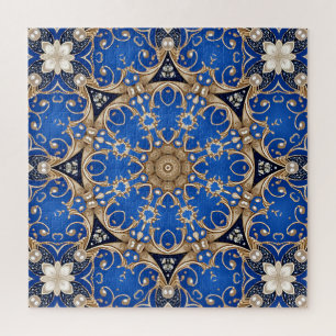 Blauw Gouden Decoratieve Legpuzzel