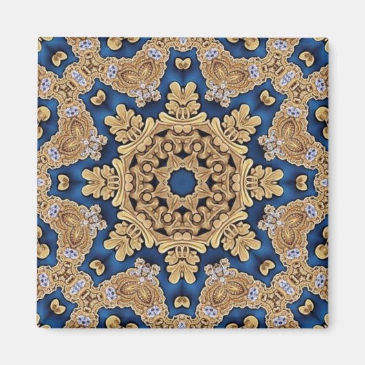 Blauw Gouden Decoratieve Magneet (Voorkant)