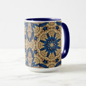 Blauw Gouden Decoratieve Mok (Voorkant rechts)