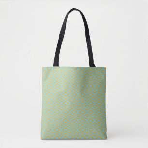 Blauw Gouden Diamant Patroon Tote Bag