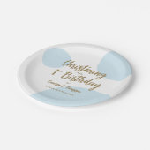 Blauw Gouden doopsel en 1e verjaardagsdouane Papieren Bordje (Gekanteld)