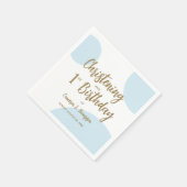 Blauw Gouden doopsel en 1e verjaardagsdouane Servet (Hoek)