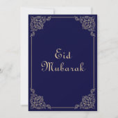 Blauw Gouden Eid Mubarak Plat Kerstkaart (Voorkant)