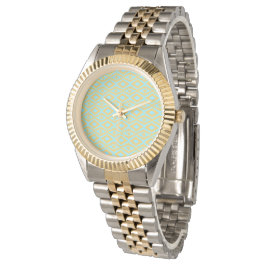 Blauw Gouden Elegant Diamant Patroon  Horloge