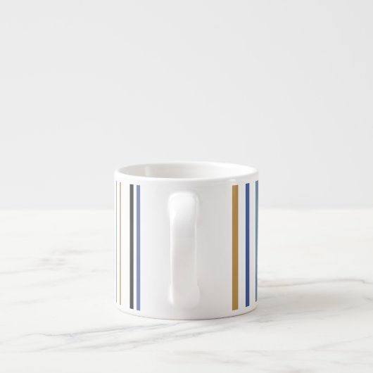 Blauw-gouden en witte-band kleurenstrepen espresso kop (Achterkant)