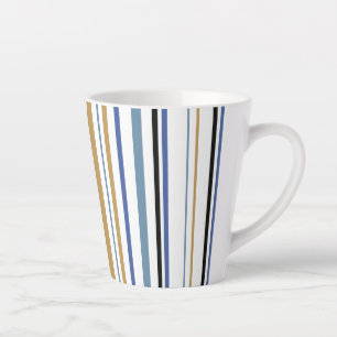 Blauw-gouden en witte-band kleurenstrepen latte mok