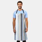 Blauw-gouden en witte-band kleurenstrepen schort (Gedragen)
