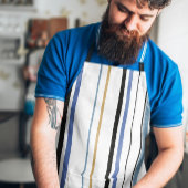 Blauw-gouden en witte-band kleurenstrepen schort