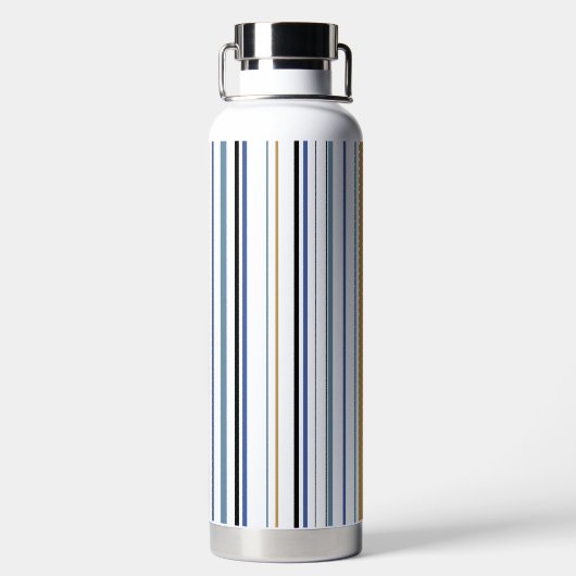 Blauw-gouden en witte-band kleurenstrepen waterfles (Achterkant)