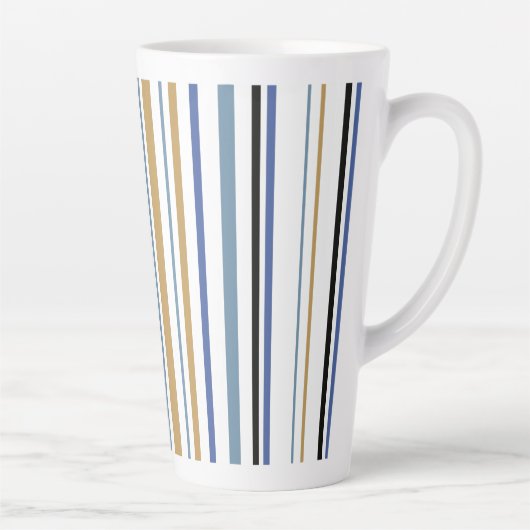 Blauw-gouden en witte-band kleurenstripes koffie M Latte Mok (Rechts)