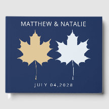 Blauw Gouden Esdoornblad Elegant Aangepast Inschri
