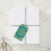 Blauw Gouden Fantasie Mandala Cadeaulabel (Met Touw)