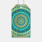 Blauw Gouden Fantasie Mandala Cadeaulabel (Achterkant)