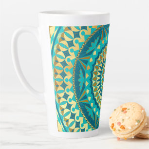 Blauw Gouden Fantasie Mandala Latte Mok