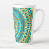 Blauw Gouden Fantasie Mandala Latte Mok (Rechts)