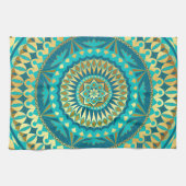 Blauw Gouden Fantasie Mandala Theedoek (Horizontaal)