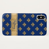 Blauw, Gouden Fleur-de-lis Case-Mate iPhone X Hoes (Achterkant (horizontaal))