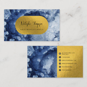 Blauw Gouden Folie Zee Kristallen Make-up Haar Nag Visitekaartje