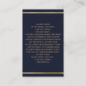 Blauw gouden foto bloemenbegrafenis gebedskaart visitekaartje (Achterkant)