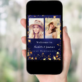 Blauw gouden foto sterren 2 personen verjaardag we poster