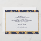 Blauw Gouden Foto Unieke Feestelijke Moderne Kerst Feestdagenkaart (Achterkant)