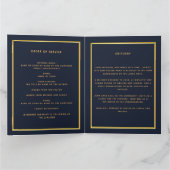 Blauw gouden fotoelegant begrafenisprogramma bedankkaart (Binnen)