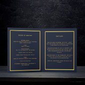 Blauw gouden fotoelegant begrafenisprogramma bedankkaart