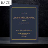 Blauw gouden fotoelegant begrafenisprogramma bedankkaart