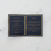 Blauw gouden fotoelegant begrafenisprogramma bedankkaart (Binnen)