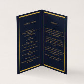 Blauw gouden fotoelegant begrafenisprogramma kaart (Binnen)