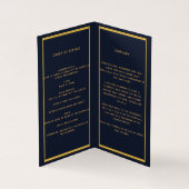 Blauw gouden fotoelegant begrafenisprogramma kaart (Binnen)
