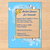 Blauw & Gouden Frame & Diamanten Bruidsfeest Afbee Acryl Uitnodigingen (Voorkant)