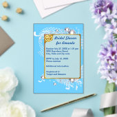 Blauw & Gouden Frame & Diamanten Bruidsfeest Afbee Acryl Uitnodigingen (Insitu (Huwelijk))